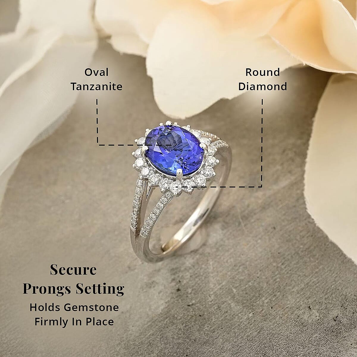 Certified & Appraised Rhapsody AAAA Tanzanite and E-F VS Diamond 2.70 ctw Ring in 950 Platinum (Size 9.5) 6.60 Grams image number 4