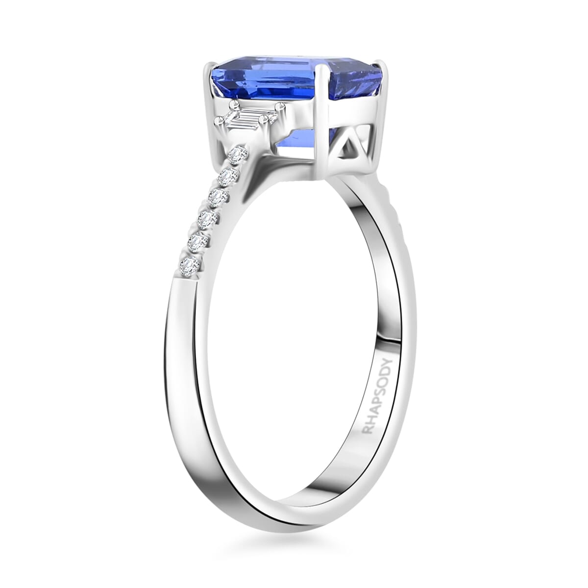 Certified & Appraised Rhapsody AAAA Tanzanite and E-F VS Diamond 2.05 ctw Ring in 950 Platinum (Size 10.0) 5.15 Grams image number 3
