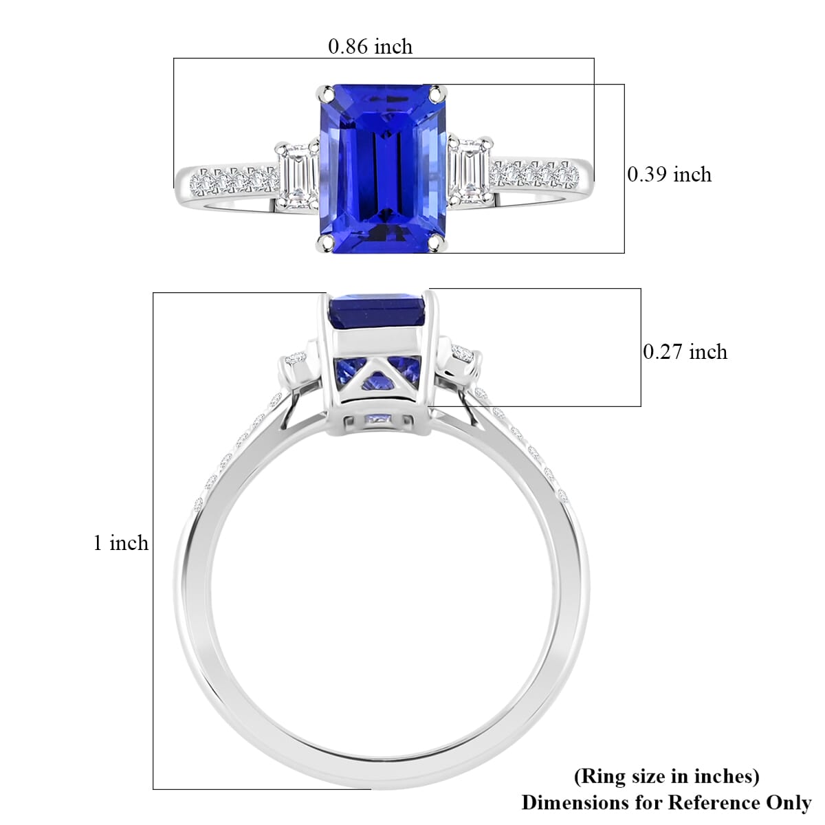 Certified & Appraised Rhapsody AAAA Tanzanite and E-F VS Diamond 2.05 ctw Ring in 950 Platinum (Size 10.0) 5.15 Grams image number 4