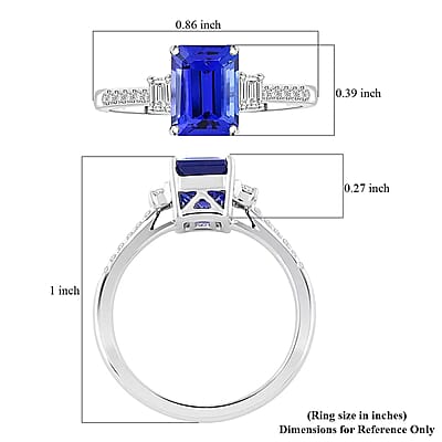 Certified & Appraised Rhapsody AAAA Tanzanite and E-F VS Diamond 2.05 ctw Ring in 950 Platinum (Size 11.5) 5.15 Grams