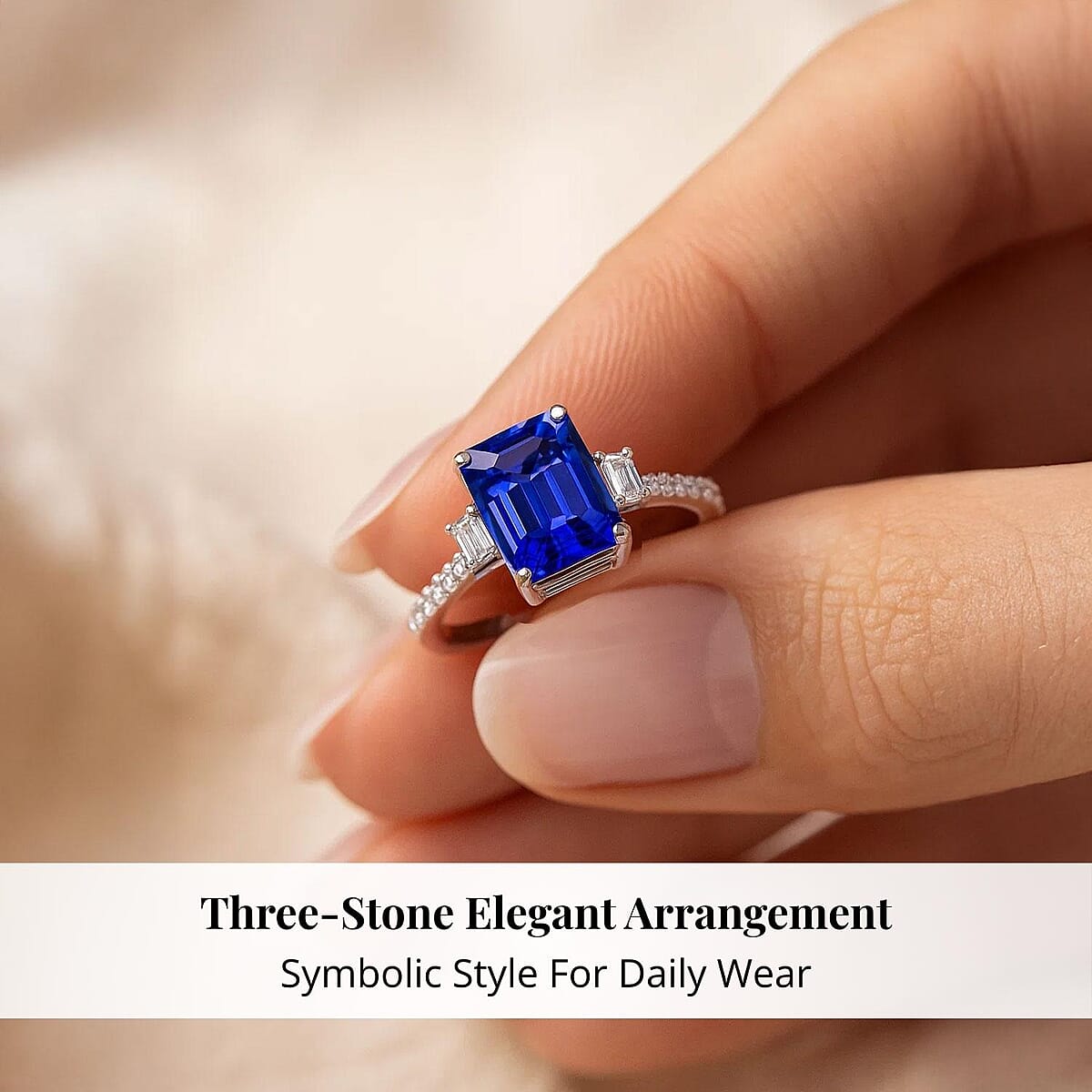 Certified & Appraised Rhapsody AAAA Tanzanite and E-F VS Diamond 2.05 ctw Ring in 950 Platinum (Size 7.5) 5.15 Grams image number 4