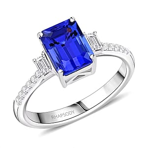 Certified & Appraised Rhapsody AAAA Tanzanite and E-F VS Diamond 2.05 ctw Ring in 950 Platinum (Size 8.0) 5.15 Grams