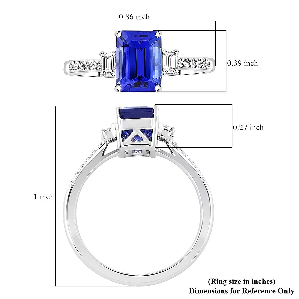 Certified & Appraised Rhapsody AAAA Tanzanite and E-F VS Diamond 2.05 ctw Ring in 950 Platinum (Size 8.5) 5.15 Grams image number 5