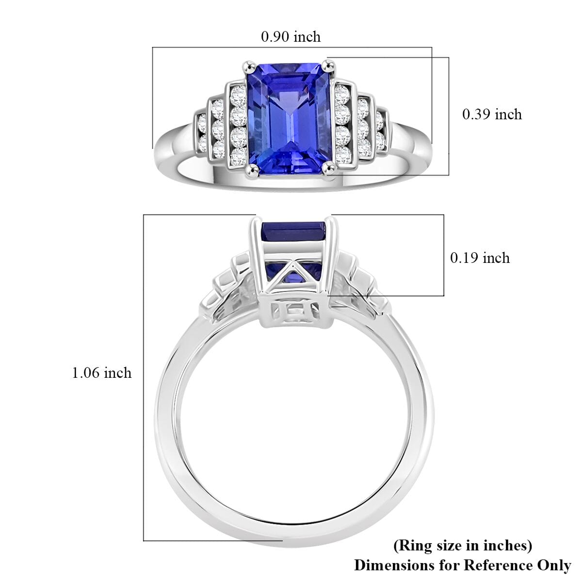 Rhapsody AAAA Tanzanite and E-F VS Diamond 2.00 ctw Ring in 950 Platinum (Size 10.0) 6.50 Grams image number 5