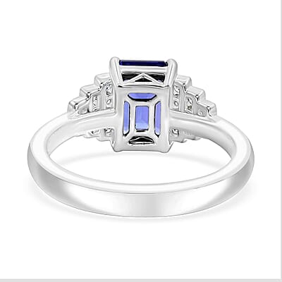 Certified & Appraised Rhapsody 950 Platinum AAAA Tanzanite, Diamond (E-F, VS) (0.24 cts) Ring (Size 5.0) (6.50 g) 2.00 ctw