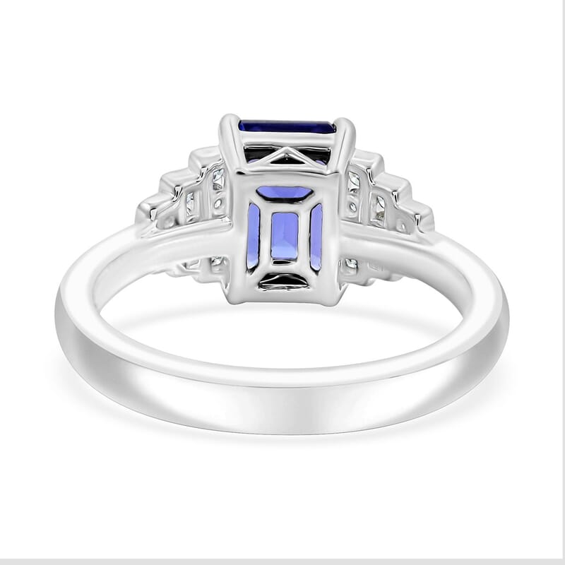 Certified & Appraised Rhapsody 950 Platinum AAAA Tanzanite, Diamond (E-F, VS) (0.24 cts) Ring (Size 5.0) (6.50 g) 2.00 ctw