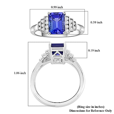 Certified & Appraised Rhapsody 950 Platinum AAAA Tanzanite, Diamond (E-F, VS) (0.24 cts) Ring (Size 5.0) (6.50 g) 2.00 ctw