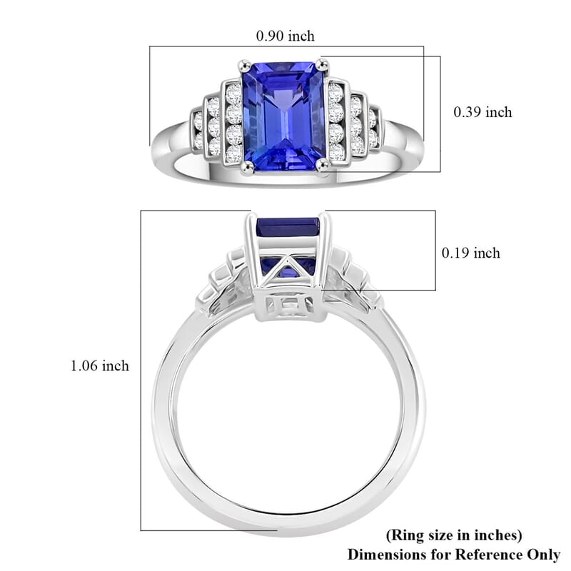 Certified & Appraised Rhapsody 950 Platinum AAAA Tanzanite, Diamond (E-F, VS) (0.24 cts) Ring (Size 5.0) (6.50 g) 2.00 ctw