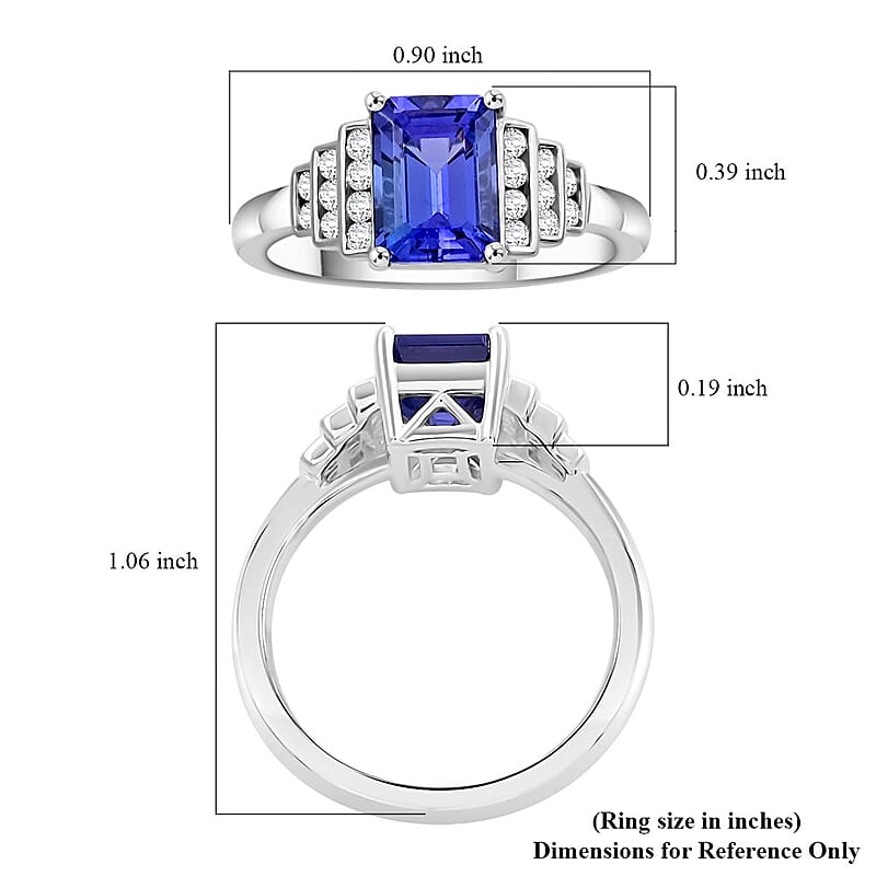 Certified & Appraised Rhapsody 950 Platinum AAAA Tanzanite, Diamond (E-F, VS) (0.24 cts) Ring (Size 5.0) (6.50 g) 2.00 ctw