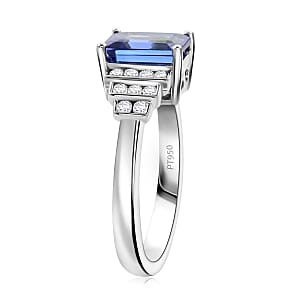 Certified & Appraised Rhapsody 950 Platinum AAAA Tanzanite, Diamond (E-F, VS) (0.24 cts) Ring (Size 7.5) (6.50 g) 2.00 ctw