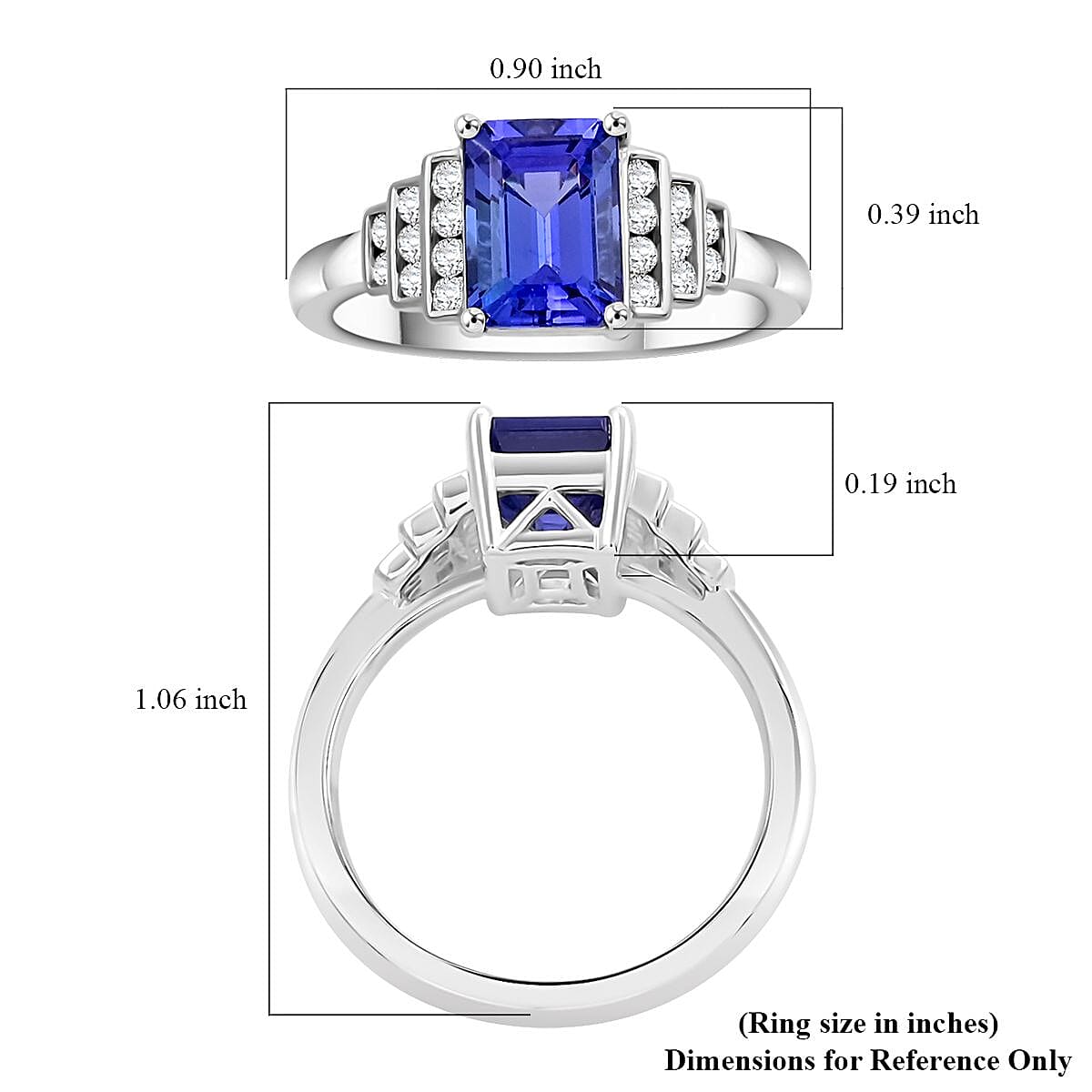 Certified & Appraised Rhapsody 950 Platinum AAAA Tanzanite, Diamond (E-F, VS) (0.24 cts) Ring (Size 7.5) (6.50 g) 2.00 ctw image number 5