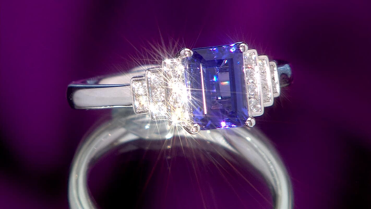 Certified & Appraised Rhapsody AAAA Tanzanite and E-F VS Diamond 2.00 ctw Ring in 950 Platinum 6.50 Grams