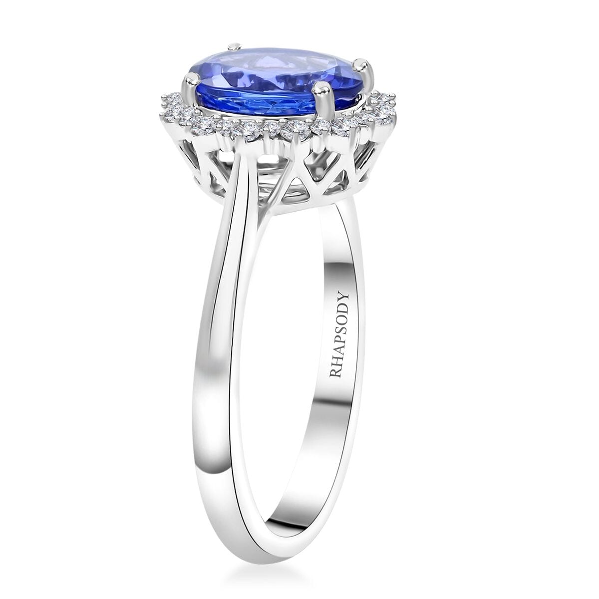 Certified & Appraised Rhapsody AAAA Tanzanite and E-F VS Diamond 2.25 ctw Ring in 950 Platinum (Size 10.0) 6.20 Grams image number 3
