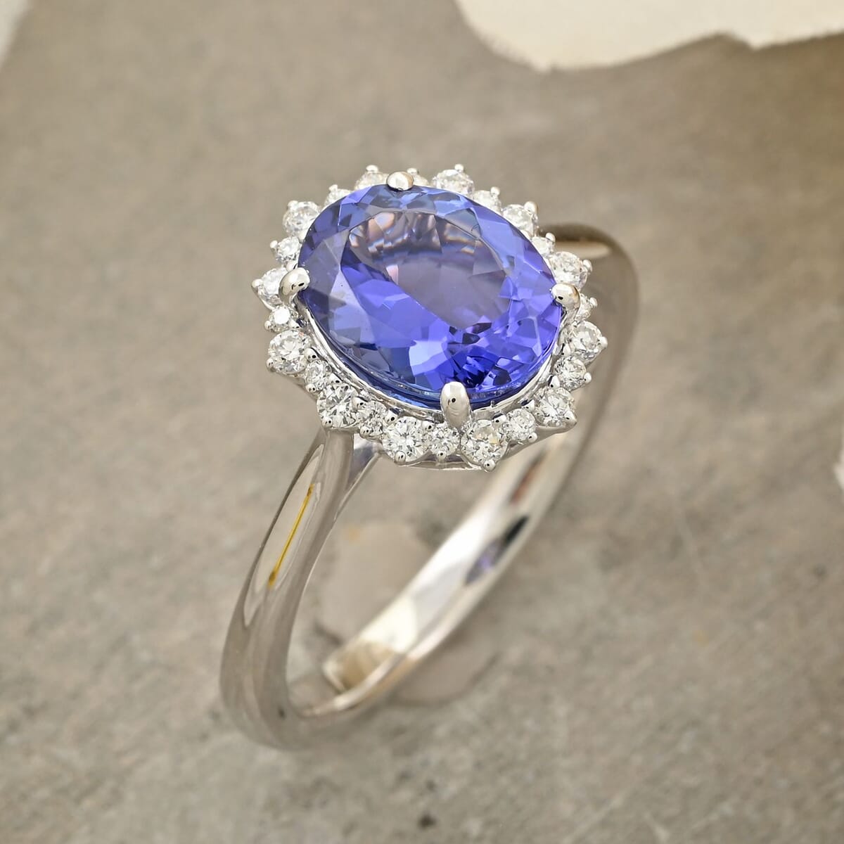 Certified & Appraised Rhapsody AAAA Tanzanite and E-F VS Diamond 2.25 ctw Ring in 950 Platinum (Size 6.0) 6.20 Grams image number 1