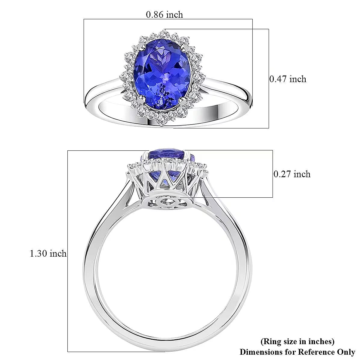 Certified & Appraised Rhapsody 950 Platinum AAAA Tanzanite, Diamond (E-F, VS) (0.21 cts) Ring (Size 8.5) (6.20 g) 2.25 ctw image number 5
