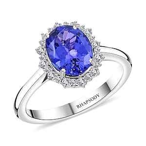 Certified & Appraised Rhapsody 950 Platinum AAAA Tanzanite, Diamond (E-F, VS) (0.21 cts) Ring (Size 9.5) (6.20 g) 2.25 ctw