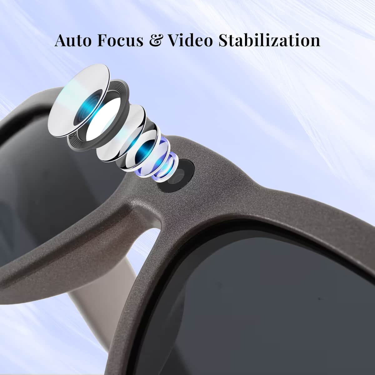 Closeout Go Vision Royale HD Video Recording Sunglasses with Auto Focus (8MP, 1920x1080p,30FPS) -Warm Gray image number 2