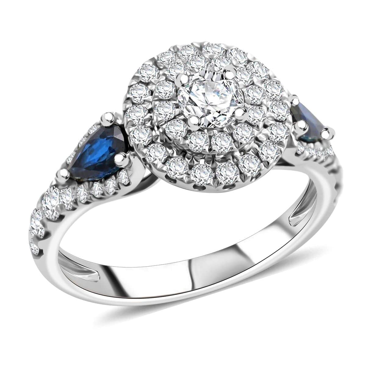 Modani Diamond and AAAA Blue Sapphire 1.50 ctw Ring in 950 Platinum (Del. in 10-12 Days) 6.20 Grams image number 0