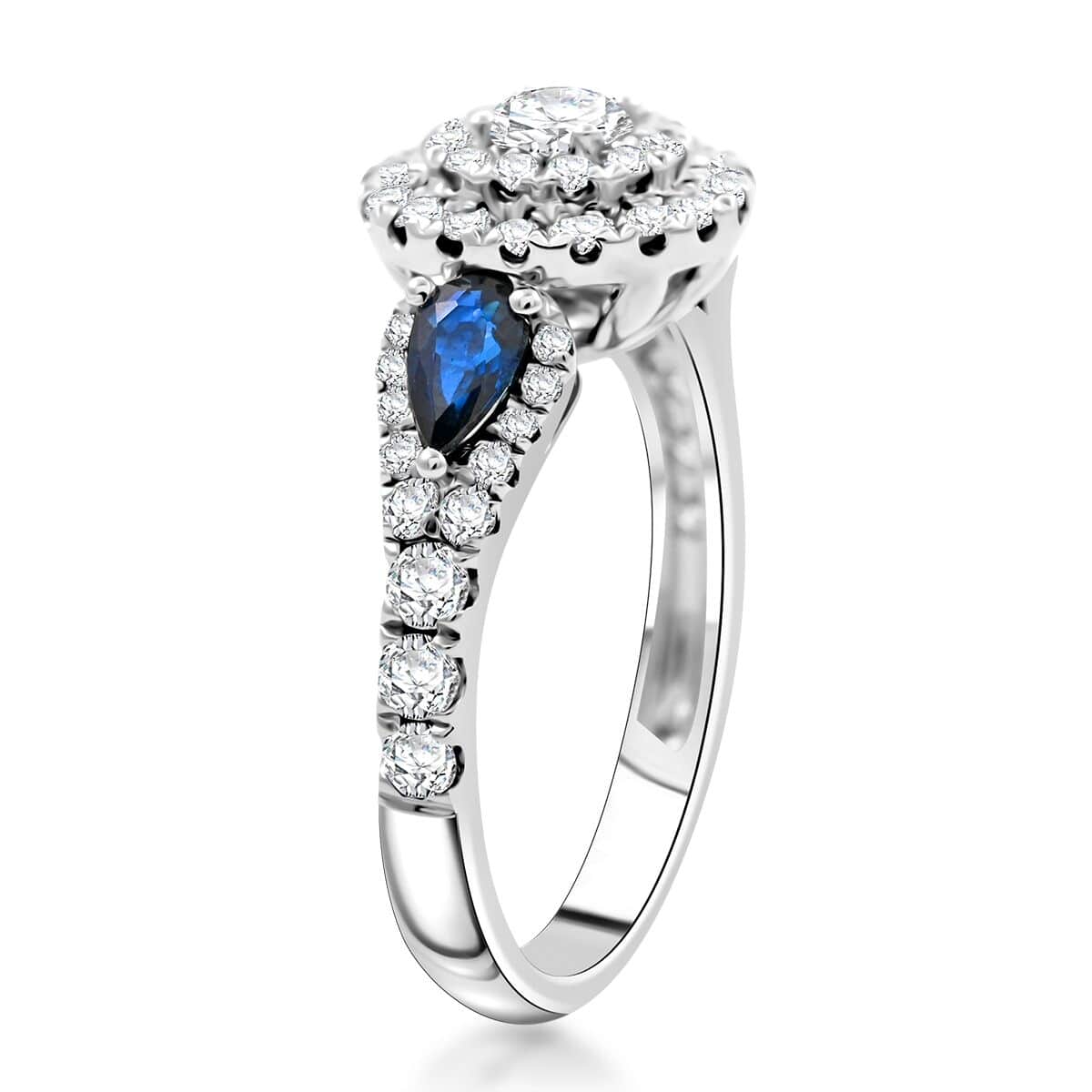 Modani Diamond and AAAA Blue Sapphire 1.50 ctw Ring in 950 Platinum (Del. in 10-12 Days) 6.20 Grams image number 3