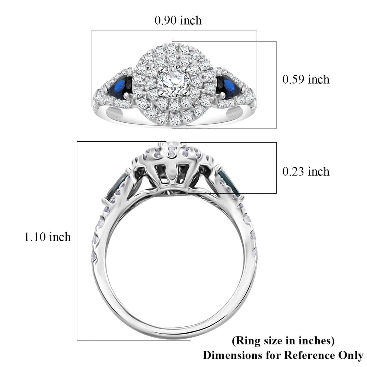 Modani Diamond and AAAA Blue Sapphire 1.50 ctw Ring in 950 Platinum (Del. in 10-12 Days) 6.20 Grams image number 4