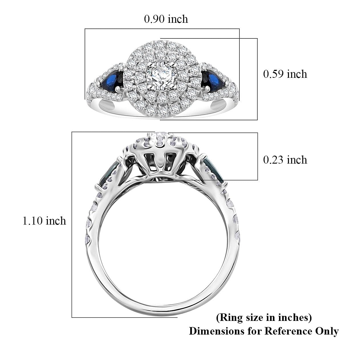 Modani Diamond and Blue Sapphire 1.50 ctw Ring in 950 Platinum (Size 7.0) 6.20 Grams image number 4