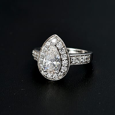 J Francis Embellished with Zirconia by Swarovski 3.70 ctw Celestial Halo Ring in Rhodium Over Sterling Silver (Size 10.0)