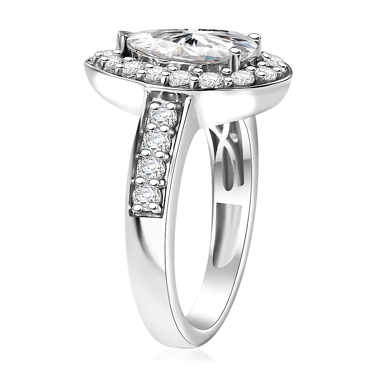 J Francis Embellished with Zirconia by Swarovski 3.70 ctw Celestial Halo Ring in Rhodium Over Sterling Silver (Size 10.0)