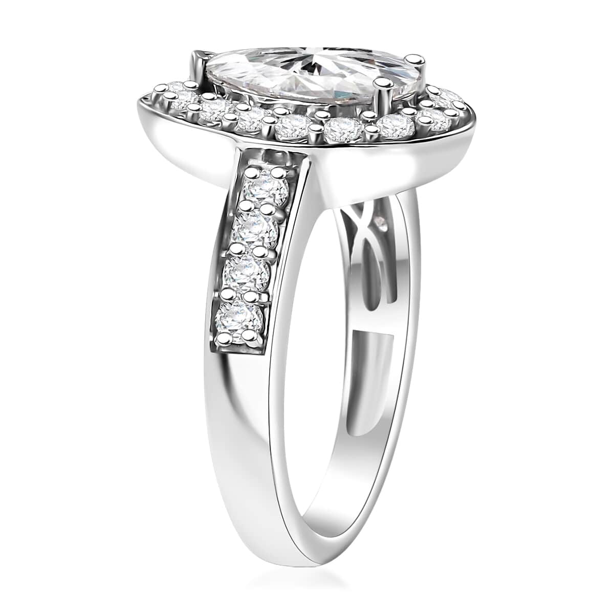 J Francis Embellished with Zirconia by Swarovski 3.70 ctw Celestial Halo Ring in Rhodium Over Sterling Silver (Size 10.0) image number 4