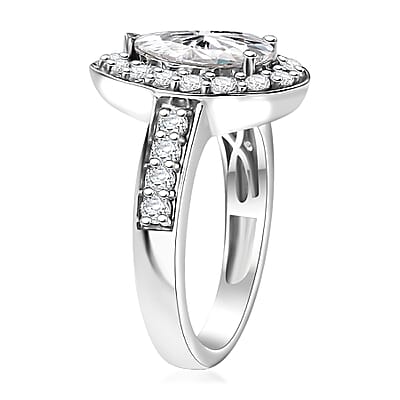 J Francis Embellished with Zirconia by Swarovski 3.70 ctw Celestial Halo Ring in Rhodium Over Sterling Silver (Size 10.0)