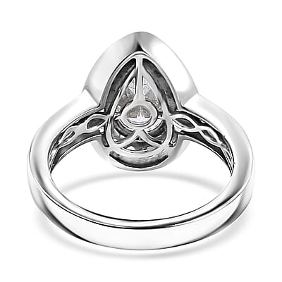 J Francis Embellished with Zirconia by Swarovski 3.70 ctw Celestial Halo Ring in Rhodium Over Sterling Silver (Size 10.0)