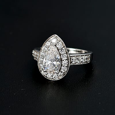 J Francis Embellished with Zirconia by Swarovski 3.70 ctw Celestial Halo Ring in Rhodium Over Sterling Silver (Size 11.0)