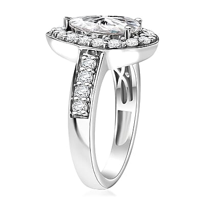 J Francis Embellished with Zirconia by Swarovski 3.70 ctw Celestial Halo Ring in Rhodium Over Sterling Silver (Size 11.0)