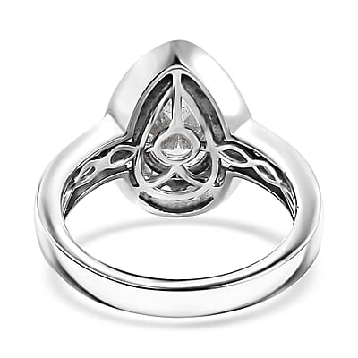 J Francis Embellished with Zirconia by Swarovski 3.70 ctw Celestial Halo Ring in Rhodium Over Sterling Silver (Size 11.0)