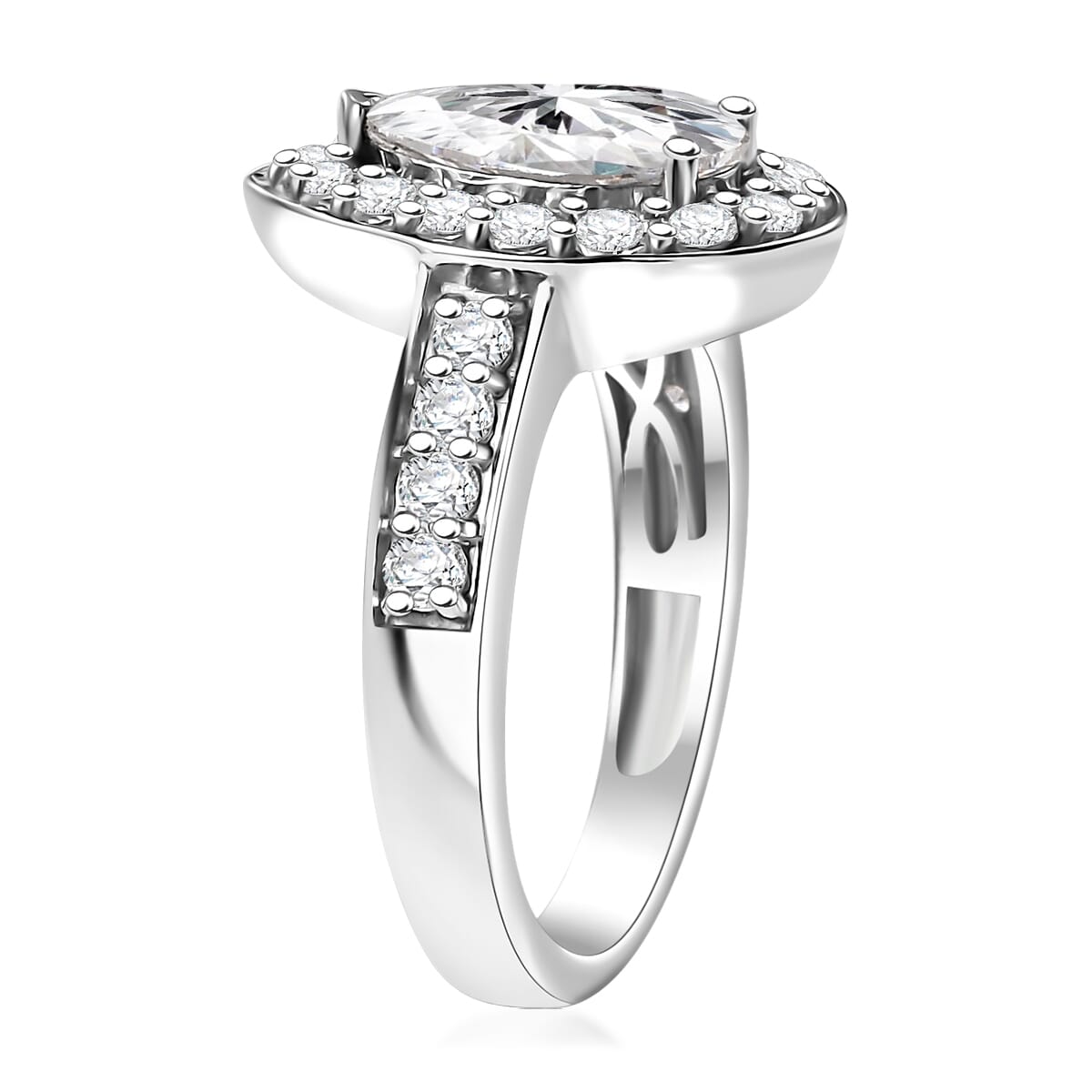 J Francis Embellished with Zirconia by Swarovski 3.70 ctw Celestial Halo Ring in Rhodium Over Sterling Silver (Size 7.0) image number 4