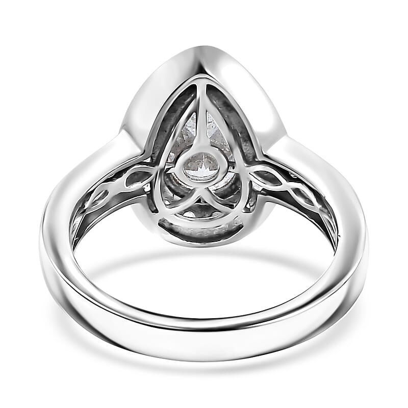 J Francis Embellished with Zirconia by Swarovski 3.70 ctw Celestial Halo Ring in Rhodium Over Sterling Silver (Size 7.0)