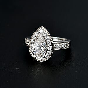J Francis Embellished with Zirconia by Swarovski 3.70 ctw Celestial Halo Ring in Rhodium Over Sterling Silver (Size 8.0)