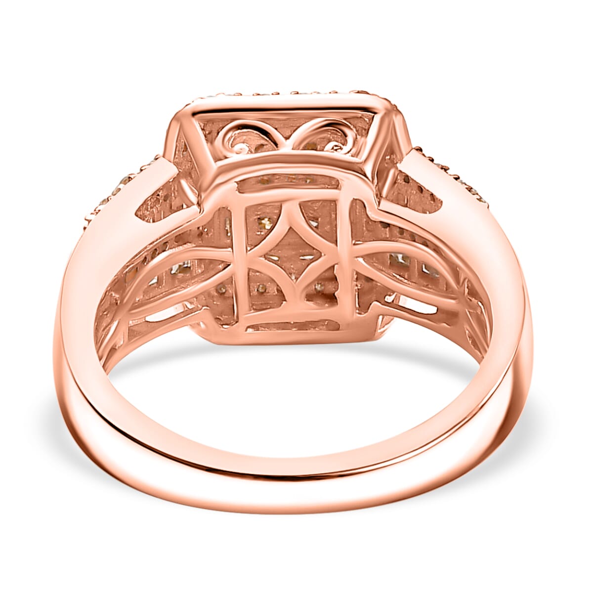 D'Joy Natural Champagne Diamond 1.00 ctw Art Deco Ring in 18K Vermeil Rose Gold Over Sterling Silver (Size 8.0)  image number 4