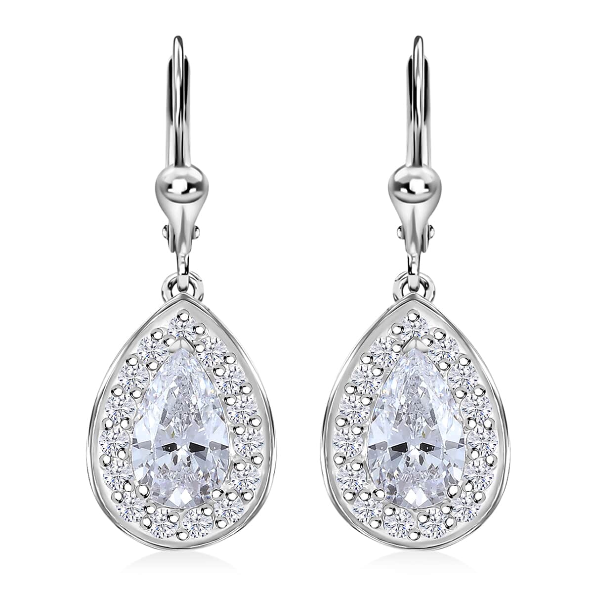 J Francis Embellished with Zirconia by Swarovski 6.60 ctw Teardrop Earrings in Rhodium Over Sterling Silver  image number 0