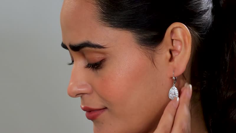 J Francis Embellished with Zirconia by Swarovski 6.60 ctw Teardrop Earrings in Rhodium Over Sterling Silver