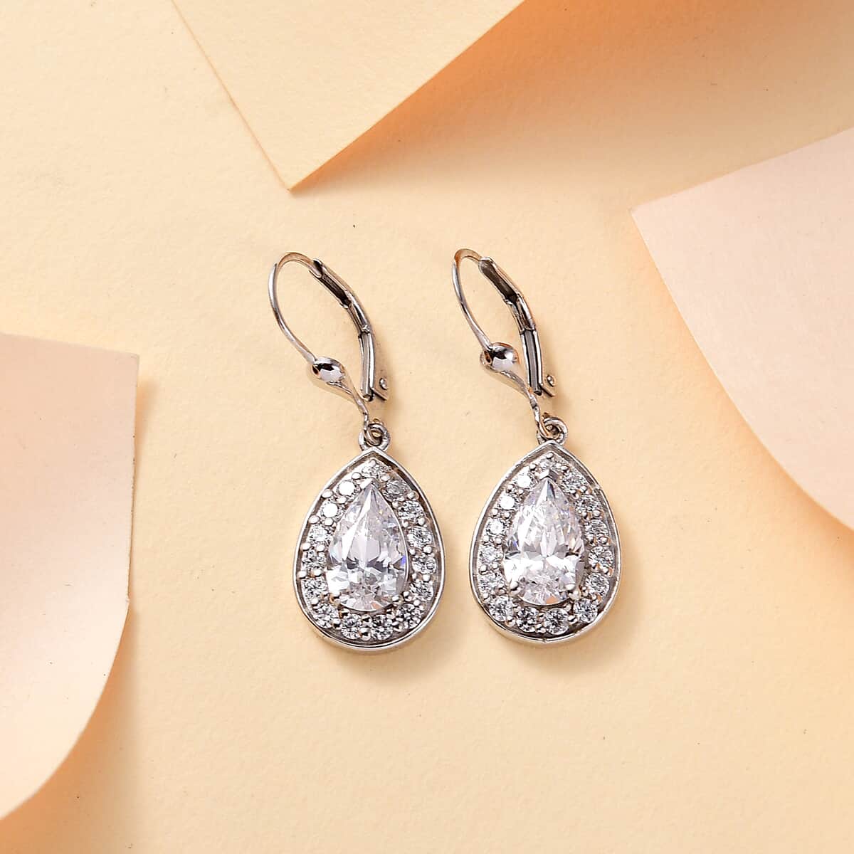 J Francis Embellished with Zirconia by Swarovski 6.60 ctw Teardrop Earrings in Rhodium Over Sterling Silver  image number 1