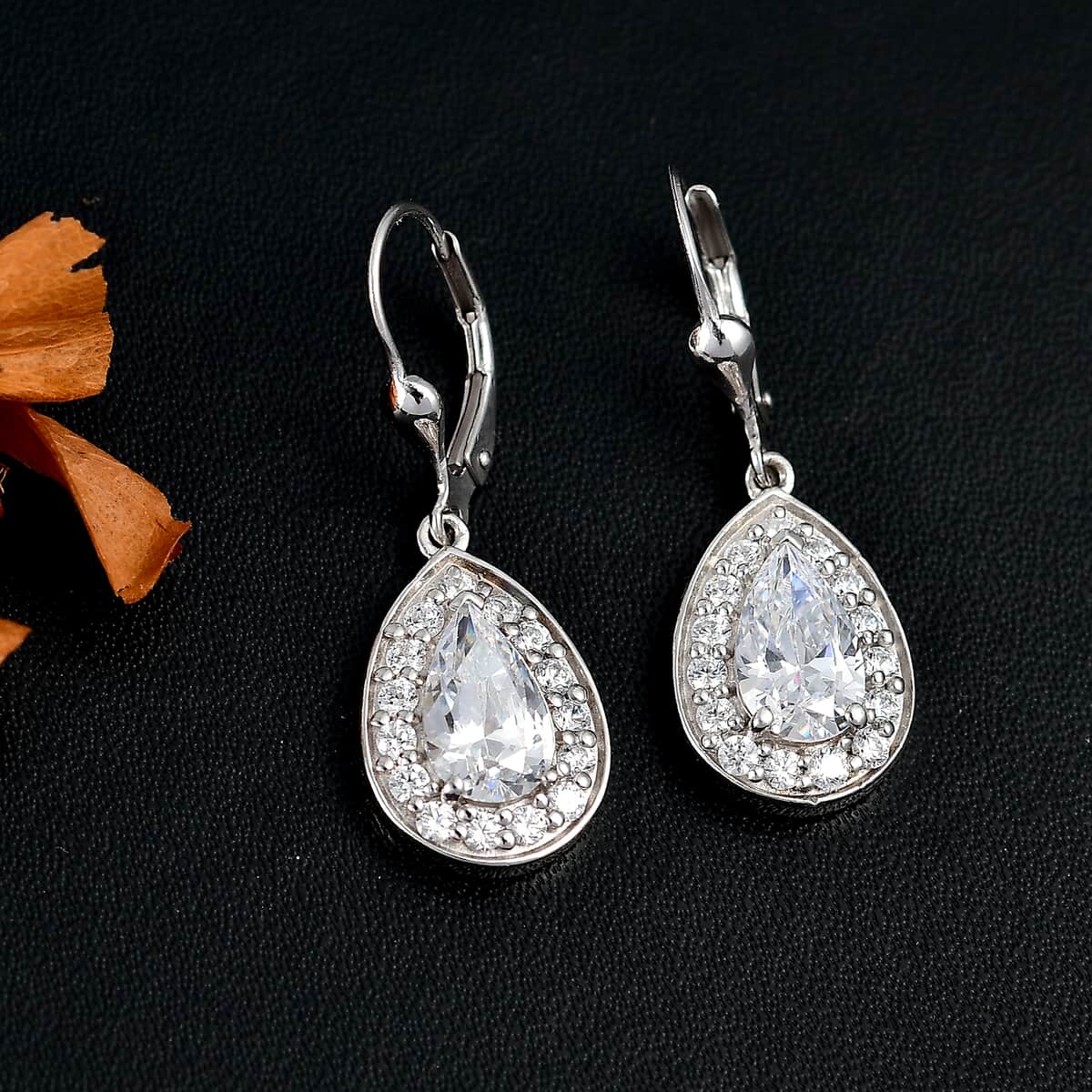 J Francis Embellished with Zirconia by Swarovski 6.60 ctw Teardrop Earrings in Rhodium Over Sterling Silver  image number 2