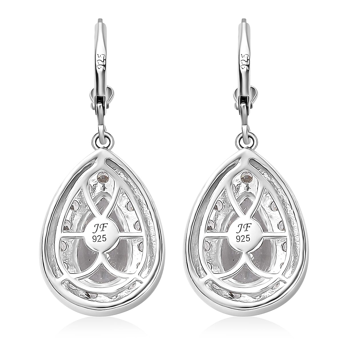 J Francis Embellished with Zirconia by Swarovski 6.60 ctw Teardrop Earrings in Rhodium Over Sterling Silver