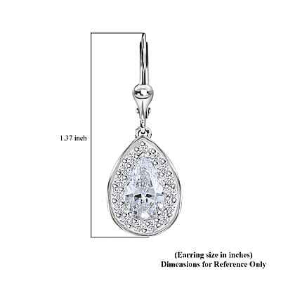 J Francis Embellished with Zirconia by Swarovski 6.60 ctw Teardrop Earrings in Rhodium Over Sterling Silver 