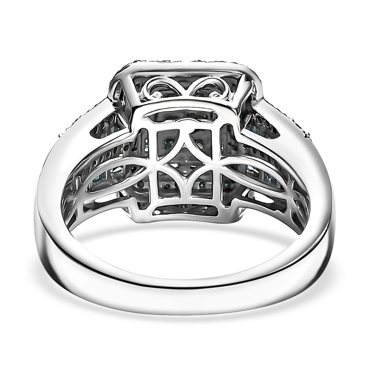 D'Joy Blue Diamond 1.00 ctw Art Deco Ring in Rhodium Over Sterling Silver (Size 10.0)  image number 4