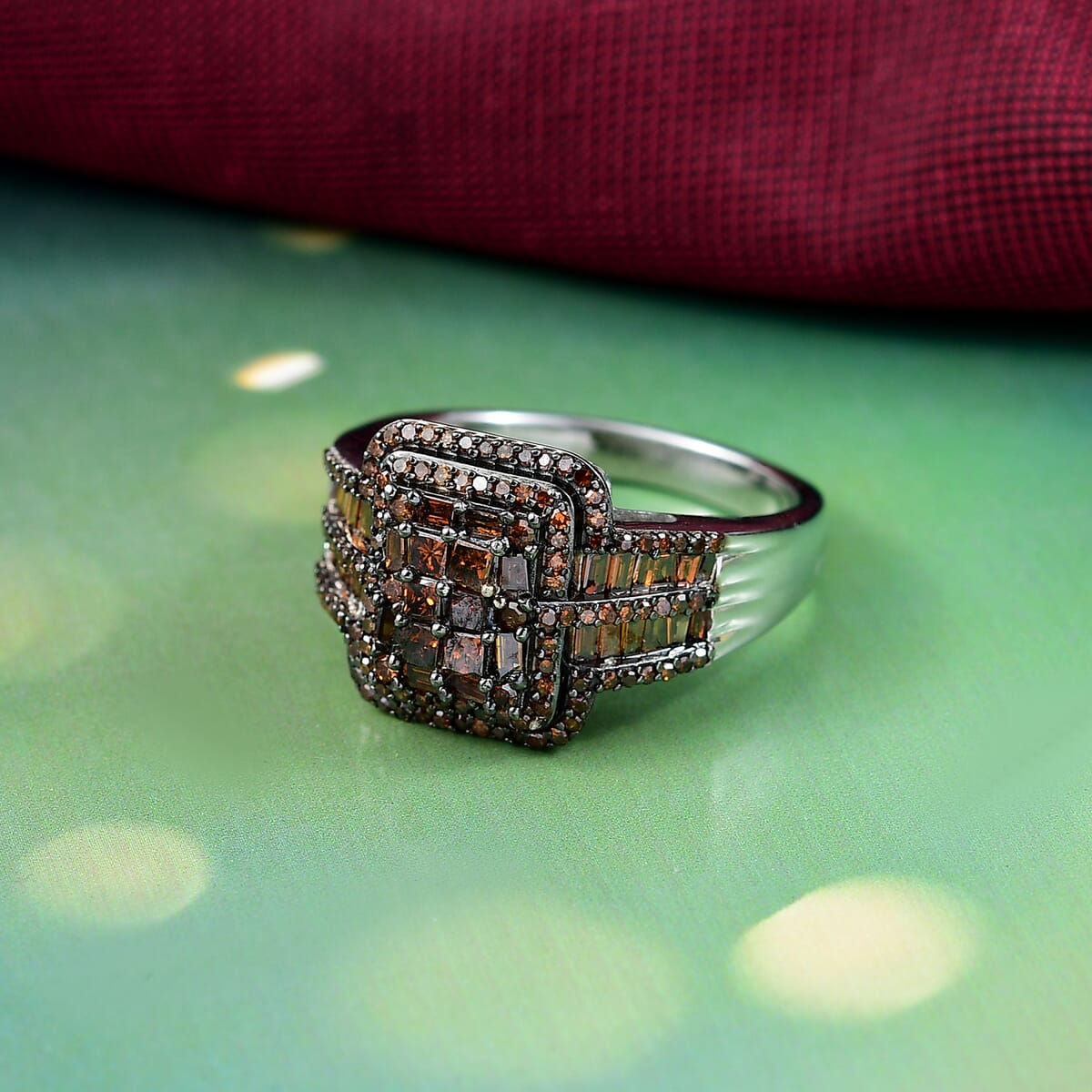 D'Joy Red Diamond 1.00 ctw Ring in Rhodium Over Sterling Silver (Size 6.0) image number 1