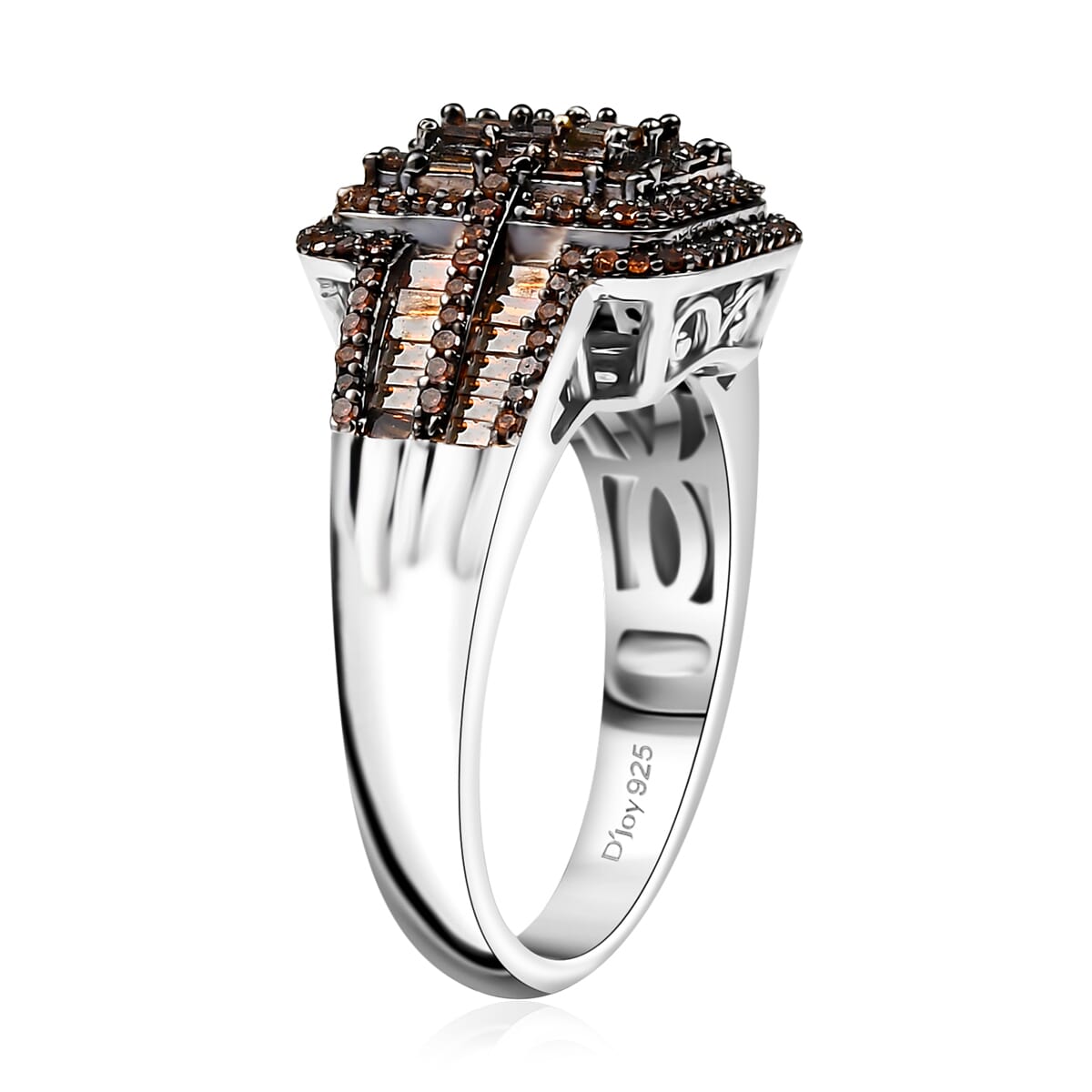 D'Joy Red Diamond 1.00 ctw Ring in Rhodium Over Sterling Silver (Size 6.0) image number 3