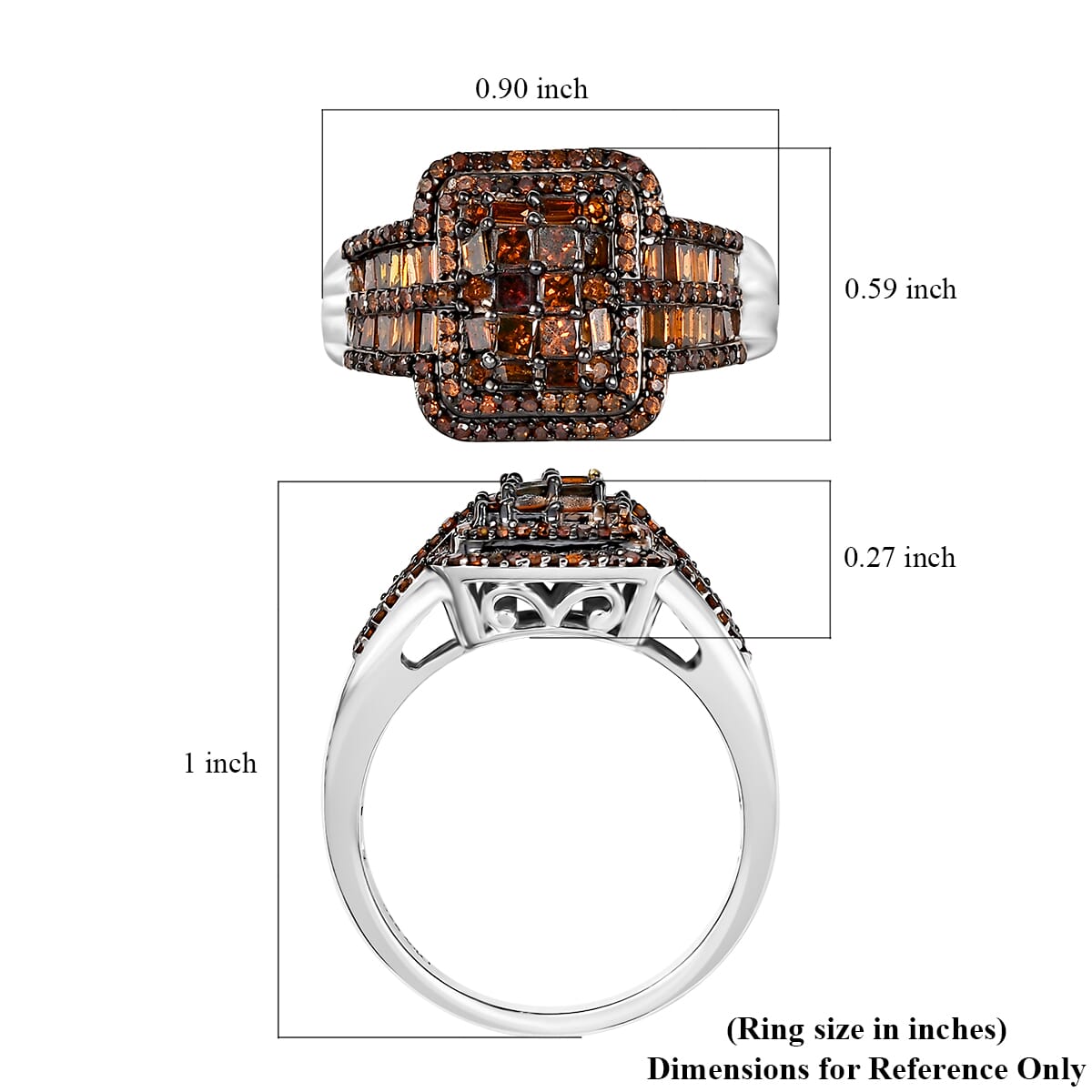 D'Joy Red Diamond 1.00 ctw Ring in Rhodium Over Sterling Silver (Size 6.0) image number 5