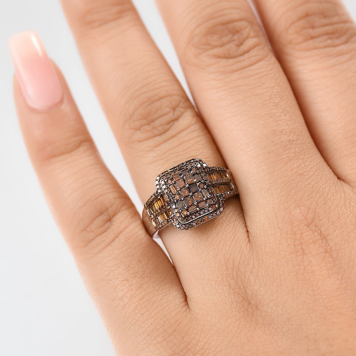 D'Joy Red Diamond 1.00 ctw Art Deco Ring in Rhodium Over Sterling Silver (Size 7.0) image number 2