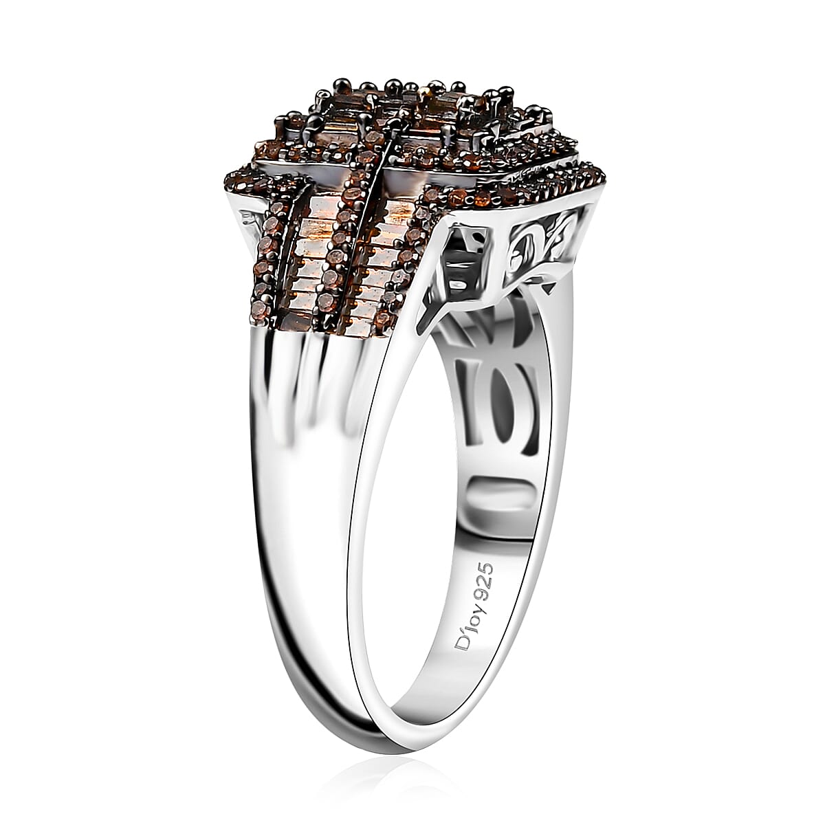 D'Joy Red Diamond 1.00 ctw Art Deco Ring in Rhodium Over Sterling Silver (Size 7.0) image number 3