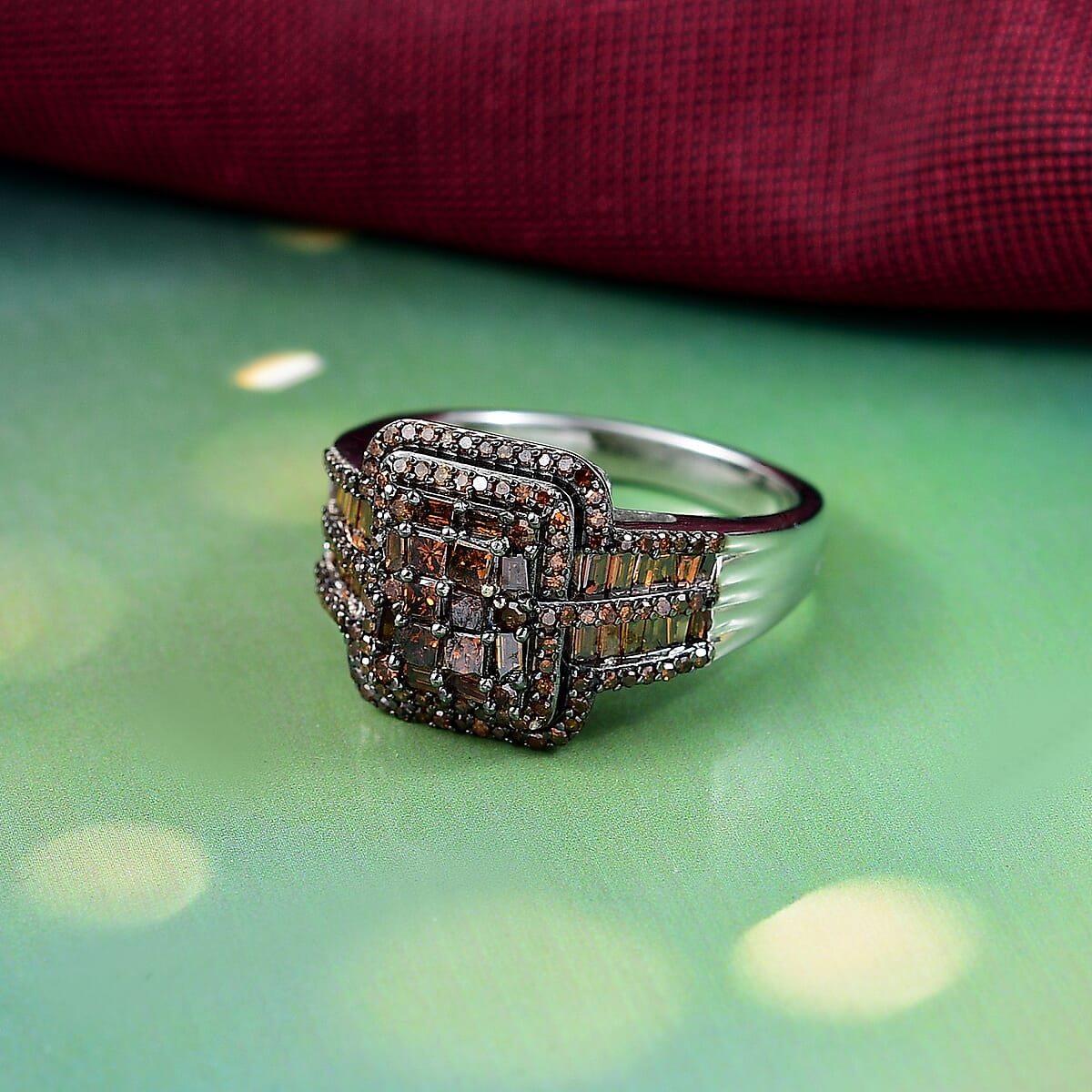 D'Joy Red Diamond 1.00 ctw Art Deco Ring in Rhodium Over Sterling Silver (Size 8.0) image number 1